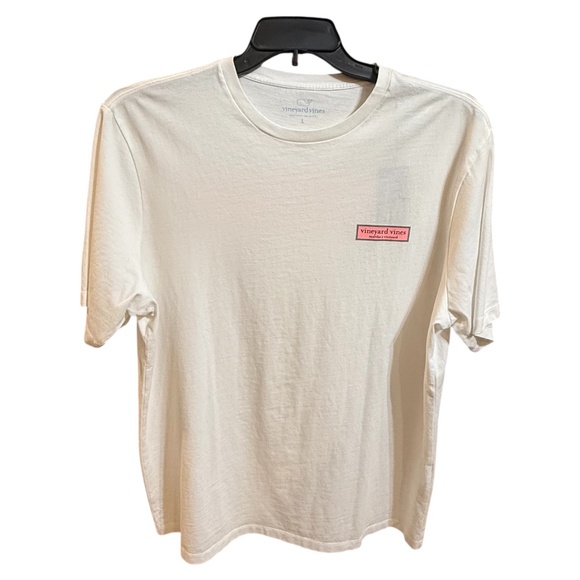 Vineyard Vines Cream Men’s Short Sleeve Tee with Pink Logo NWT to - Picture 3 of 15